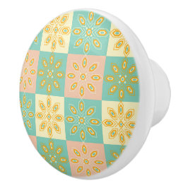 Nahtloses Muster mit geometrischen Blumenmotiven Keramikknauf