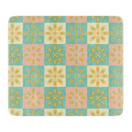 Nahtloses Muster mit geometrischen Blumenmotiven Schneidebrett