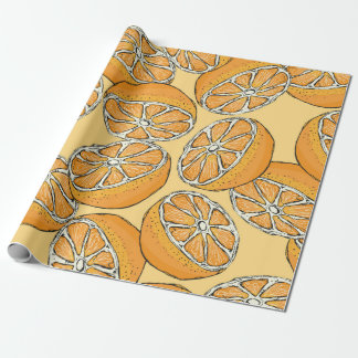 Nahtloses Muster mit geschnitten Orangen. Vintage Geschenkpapier