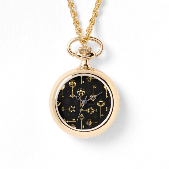 Nahtloses Muster mit Golden Keys Armbanduhr (Vorderseite)