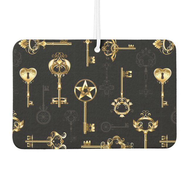 Nahtloses Muster mit Golden Keys Autolufterfrischer (Vorderseite)