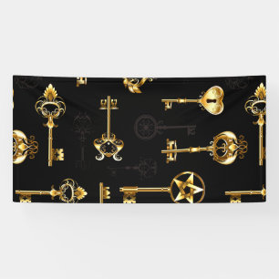 Nahtloses Muster mit Golden Keys Banner