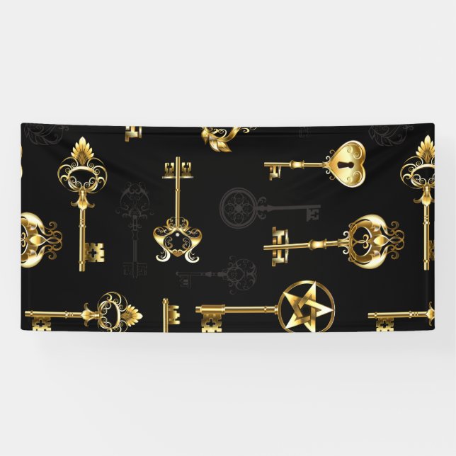 Nahtloses Muster mit Golden Keys Banner (Horizontal)