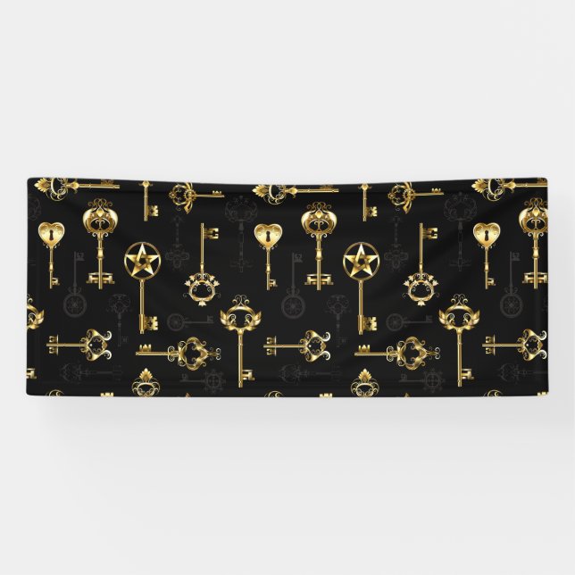 Nahtloses Muster mit Golden Keys Banner (Horizontal)