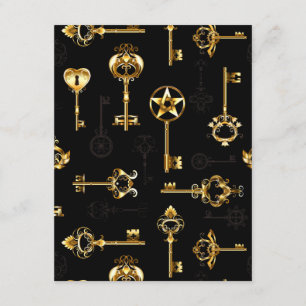 Nahtloses Muster mit Golden Keys Begleitkarte