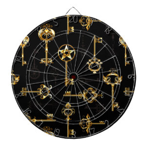Nahtloses Muster mit Golden Keys Dartscheibe