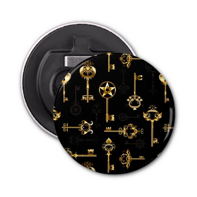 Nahtloses Muster mit Golden Keys Flaschenöffner (Vorderseite)