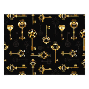 Nahtloses Muster mit Golden Keys Fotodruck