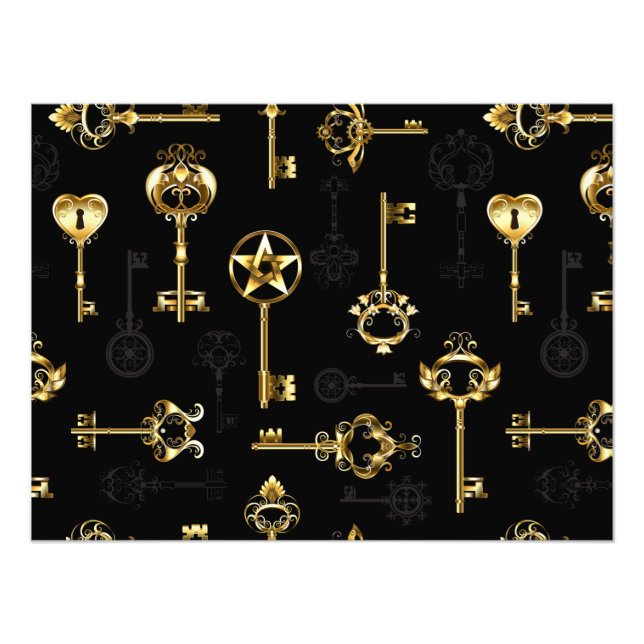 Nahtloses Muster mit Golden Keys Fotodruck (Vorne)