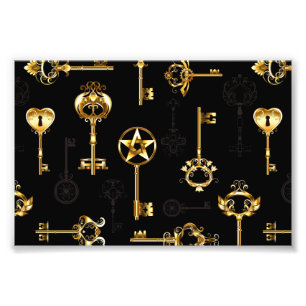 Nahtloses Muster mit Golden Keys Fotodruck