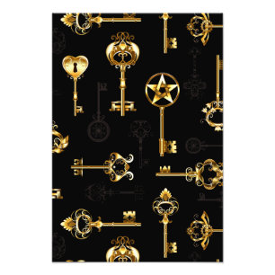 Nahtloses Muster mit Golden Keys Fotodruck