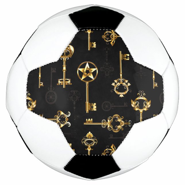 Nahtloses Muster mit Golden Keys Fußball (Vorderseite)