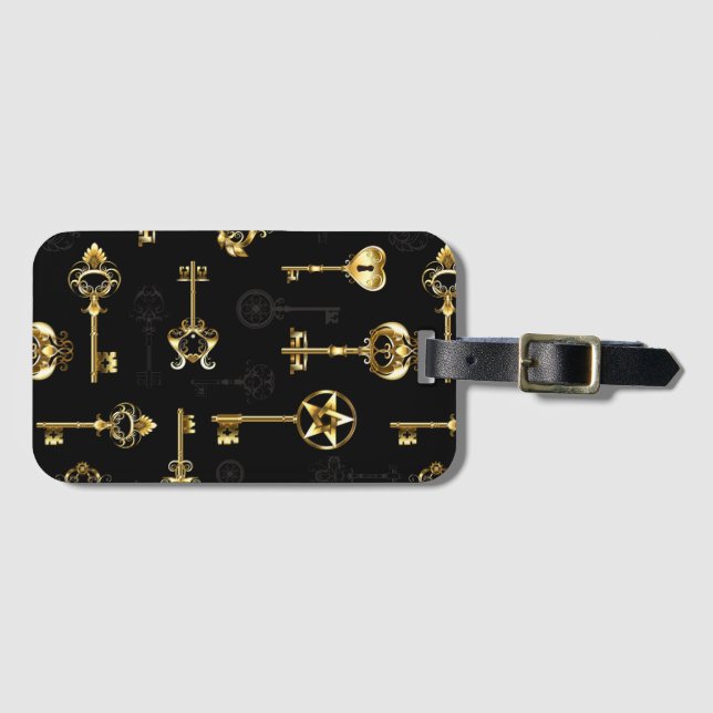 Nahtloses Muster mit Golden Keys Gepäckanhänger (Vorderseite (Horizontal))