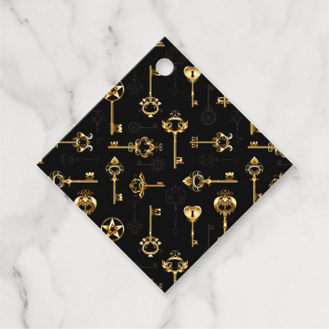 Nahtloses Muster mit Golden Keys Geschenkanhänger (Vorderseite)