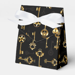 Nahtloses Muster mit Golden Keys Geschenkschachtel