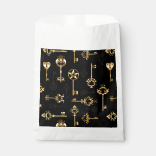 Nahtloses Muster mit Golden Keys Geschenktütchen