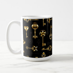 Nahtloses Muster mit Golden Keys Kaffeetasse