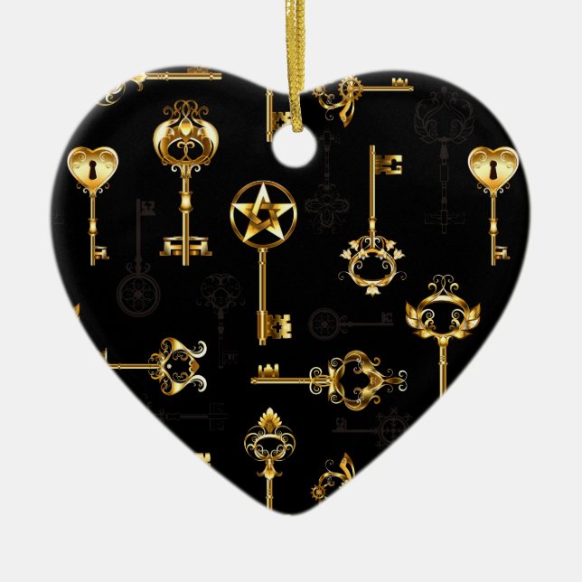 Nahtloses Muster mit Golden Keys Keramik Ornament (Vorne)