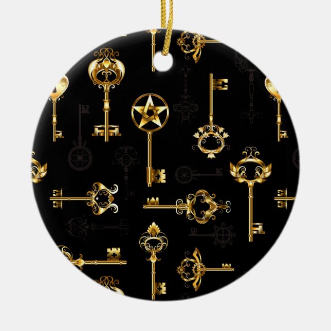 Nahtloses Muster mit Golden Keys Keramik Ornament (Vorne)