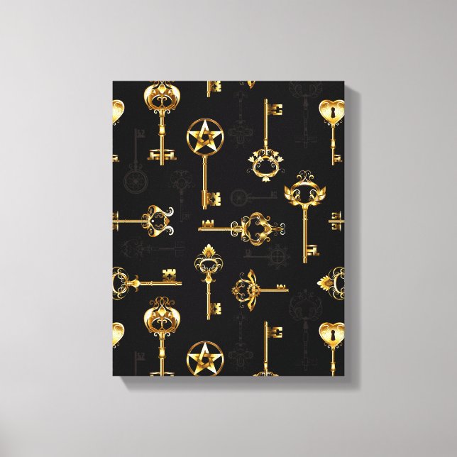 Nahtloses Muster mit Golden Keys Leinwanddruck (Vorderseite)