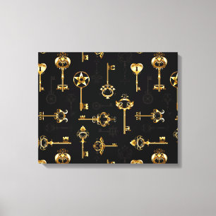 Nahtloses Muster mit Golden Keys Leinwanddruck