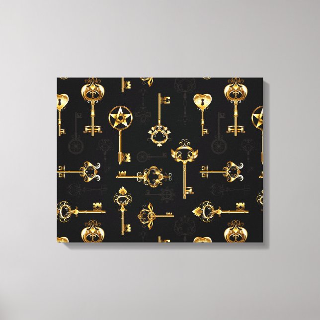 Nahtloses Muster mit Golden Keys Leinwanddruck (Vorderseite)