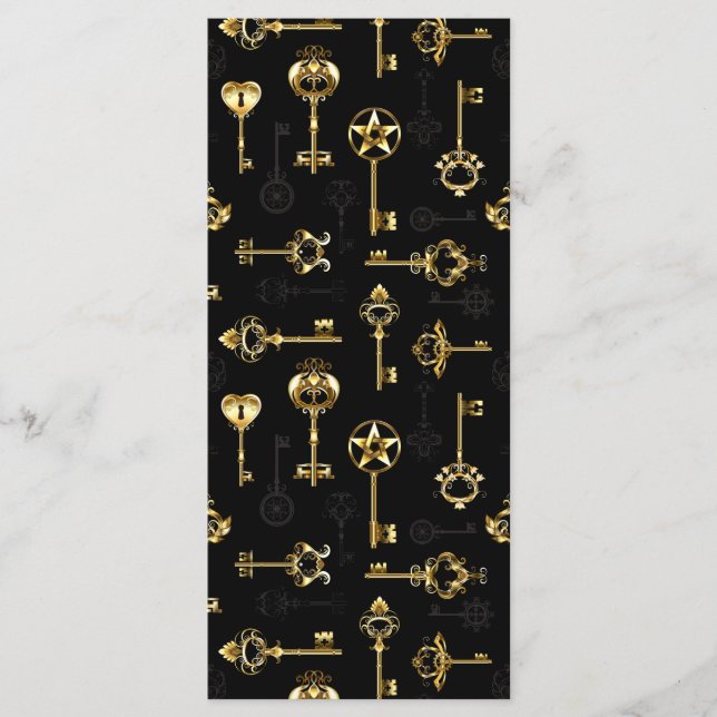 Nahtloses Muster mit Golden Keys Menükarte (Vorderseite)