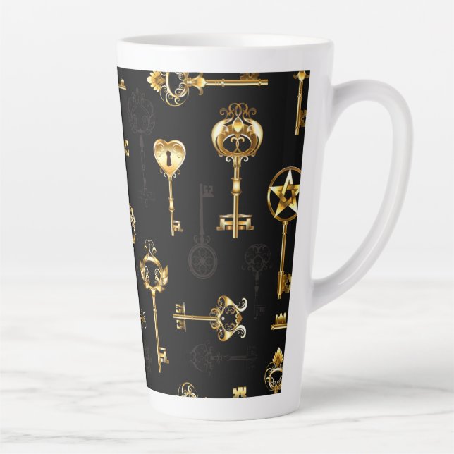 Nahtloses Muster mit Golden Keys Milchtasse (Rechts)