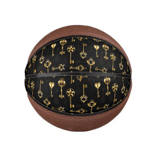 Nahtloses Muster mit Golden Keys Mini Basketball