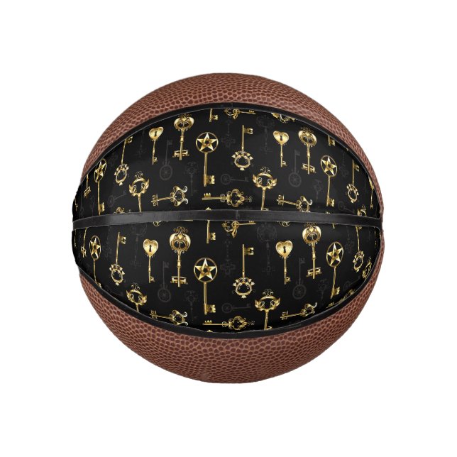 Nahtloses Muster mit Golden Keys Mini Basketball (Vorderseite)
