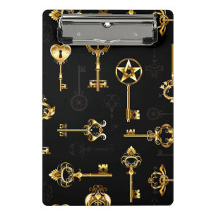 Nahtloses Muster mit Golden Keys Mini Klemmbrett
