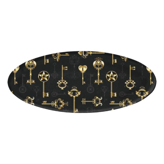 Nahtloses Muster mit Golden Keys Namenschild (Vorderseite)