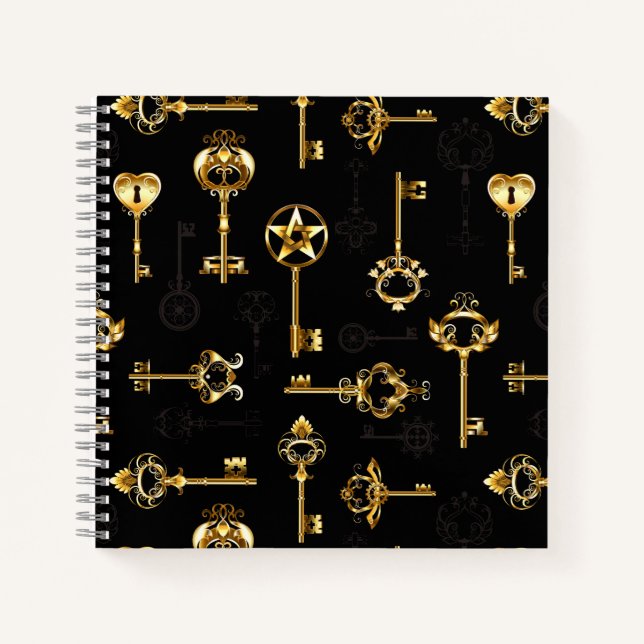 Nahtloses Muster mit Golden Keys Notizbuch (Vorderseite)