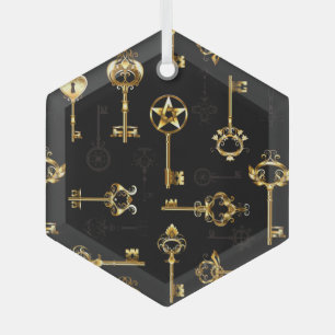 Nahtloses Muster mit Golden Keys Ornament Aus Glas