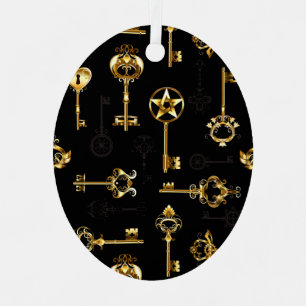 Nahtloses Muster mit Golden Keys Ornament Aus Metall