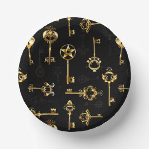 Nahtloses Muster mit Golden Keys Pappteller