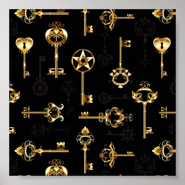 Nahtloses Muster mit Golden Keys Poster (Vorne)