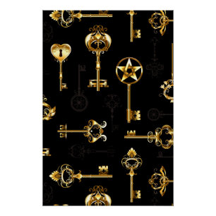 Nahtloses Muster mit Golden Keys Poster
