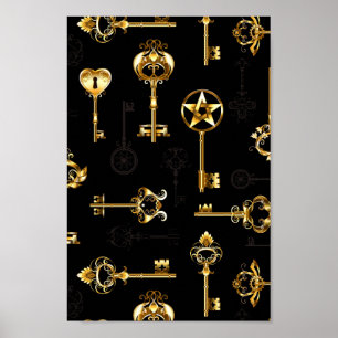 Nahtloses Muster mit Golden Keys Poster