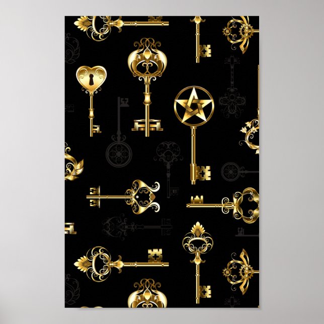 Nahtloses Muster mit Golden Keys Poster (Vorne)