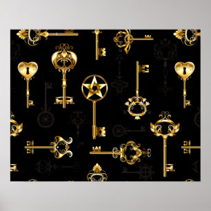 Nahtloses Muster mit Golden Keys Poster