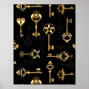 Nahtloses Muster mit Golden Keys Poster