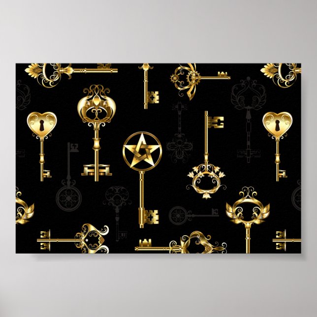 Nahtloses Muster mit Golden Keys Poster (Vorne)
