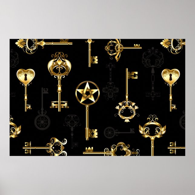 Nahtloses Muster mit Golden Keys Poster (Vorne)