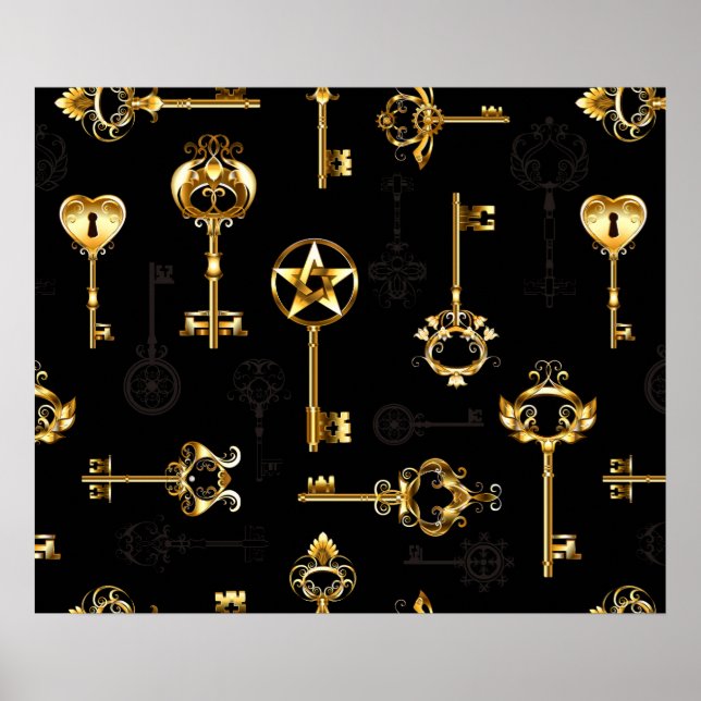 Nahtloses Muster mit Golden Keys Poster (Vorne)
