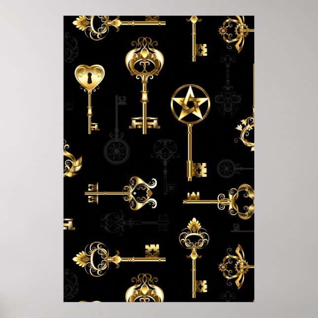 Nahtloses Muster mit Golden Keys Poster (Vorne)