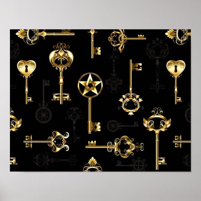 Nahtloses Muster mit Golden Keys Poster (Vorne)