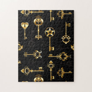 Nahtloses Muster mit Golden Keys Puzzle