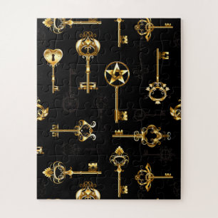 Nahtloses Muster mit Golden Keys Puzzle