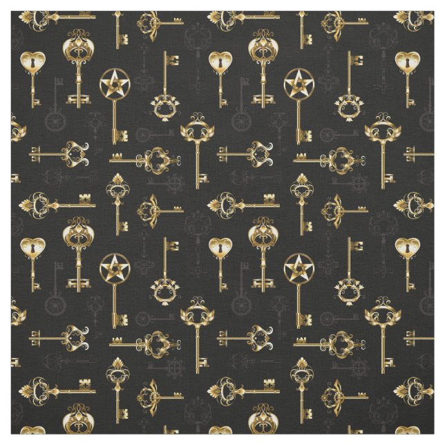 Nahtloses Muster mit Golden Keys Stoff (Muster)